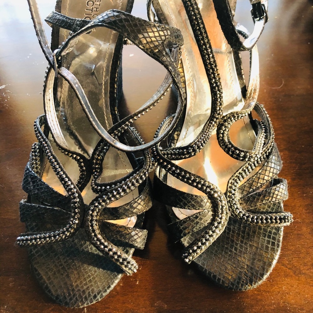 Kenneth Cole reaction snake skin rhinestone wedge
